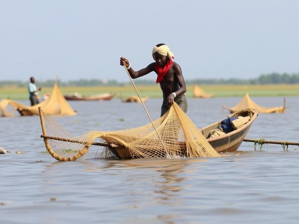     Techniques de pêche traditionnelles à travers le monde.. África: redes, trampas y pesca en el delta